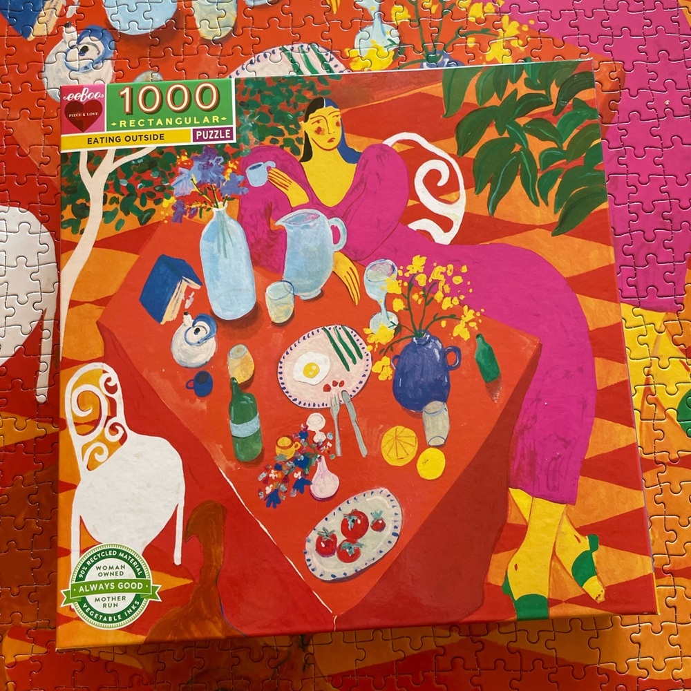 eeBoo Eating Outside 1000 Piece Rectangular Puzzle 2/$12
